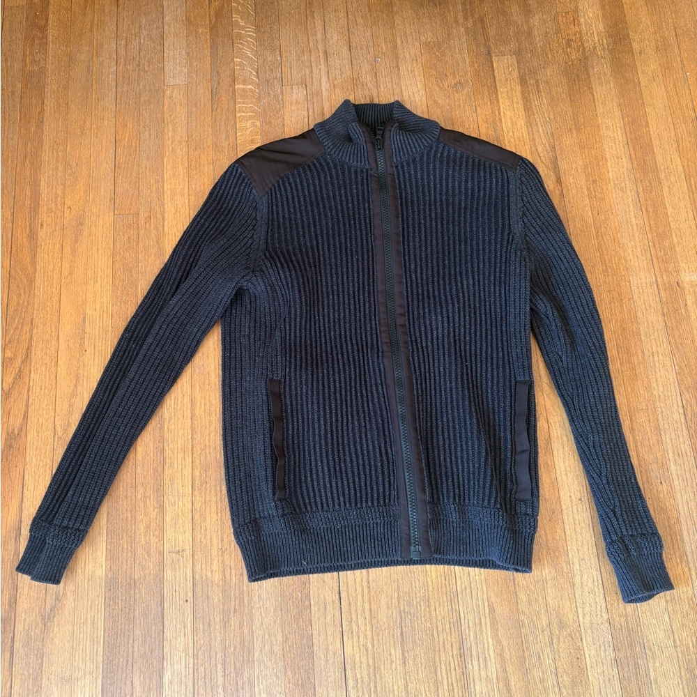 Calvin Klein Men's Dark Gray Zip-Up Sweater